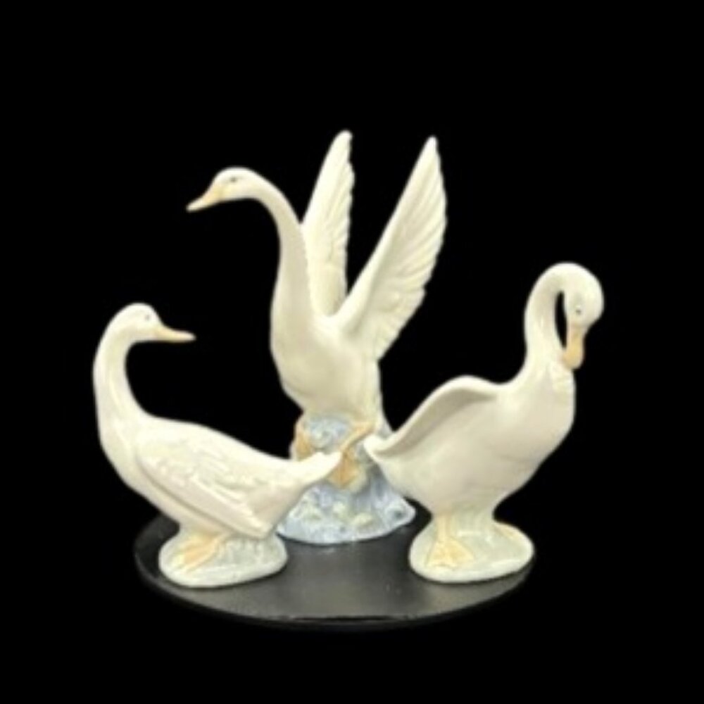 Vintage 1992 Lladro Nao Antonio Ruiz Geese Hand Painted Porcelain Set of 3